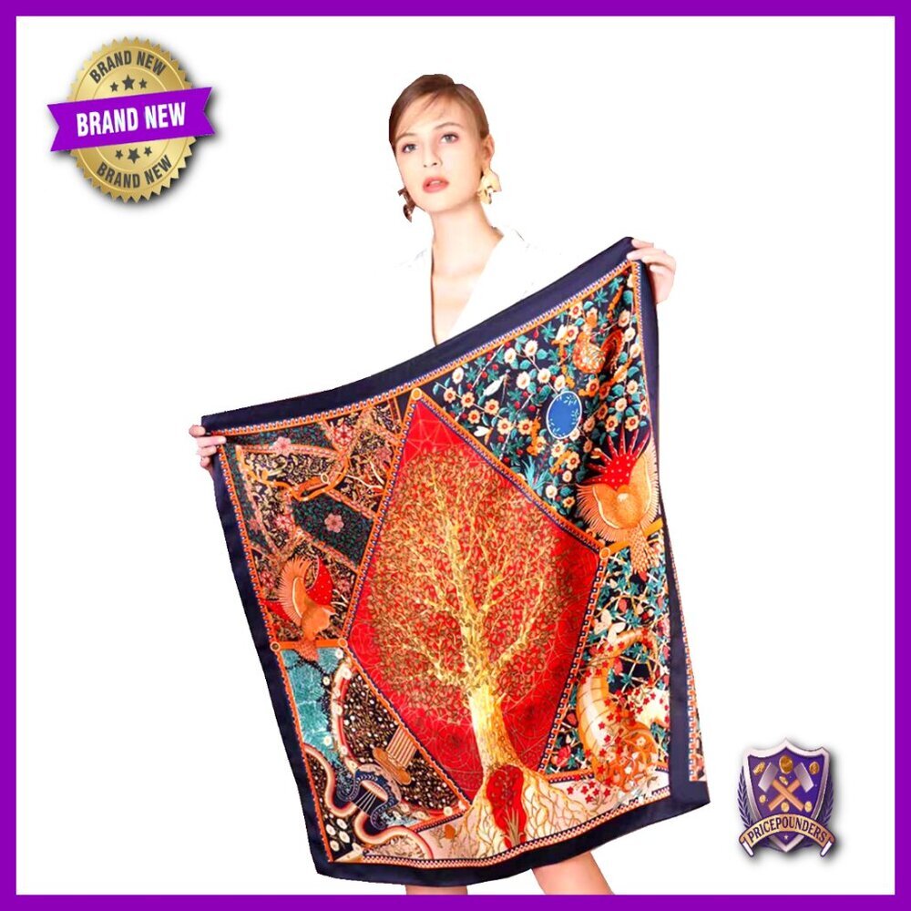 Large 43" Square Silk Scarf Shawl Head Wrap Versatile Accessory